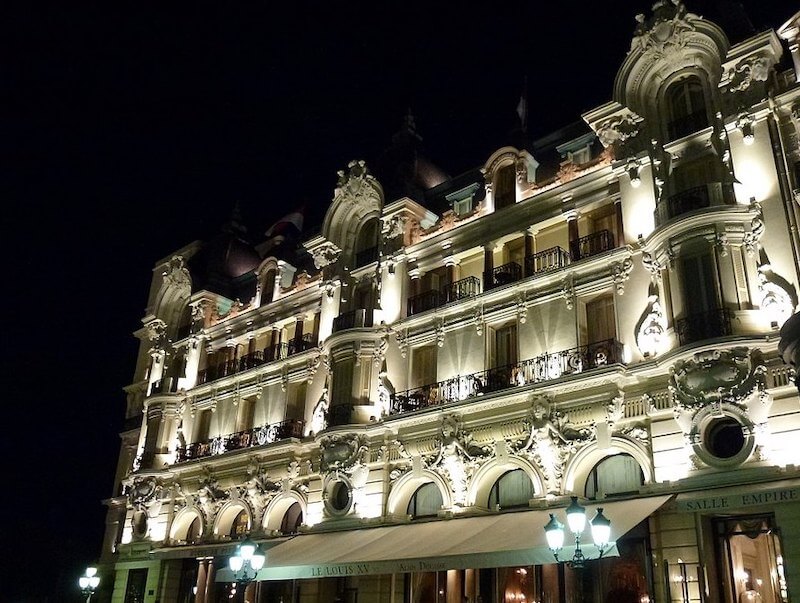 europe solo in luxury - hotel de paris, monte carlo, at night